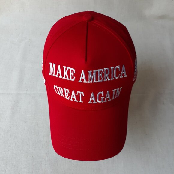 New MAGA - 45-47 - Flag - Trump - Red and White Baseball Cap - Adjustable Fit - Picture 6 of 11